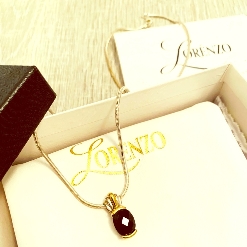Lorenzo Original Onyx Gold And Silver Necklace